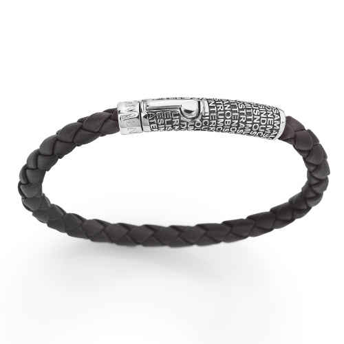 Pater Noster Black Leather and Sterling Silver Bracelet