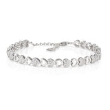 Hearts Chain Bracelet in Sterling Silver with White Zirconia