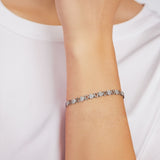 Hearts Chain Bracelet in Sterling Silver with White Zirconia