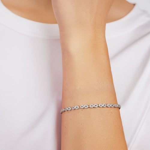 Infinity Chain Bracelet in Sterling Silver with White Zirconia