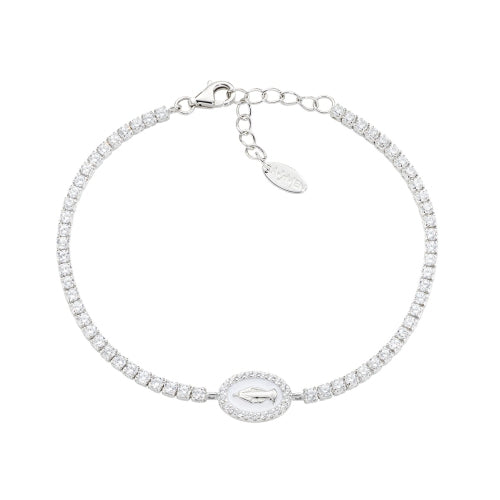 Bracelet with White Enameled Miraculous Mary Medal