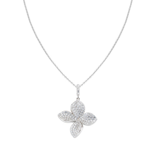 Charm Necklace in Sterling Silver with White Zirconia