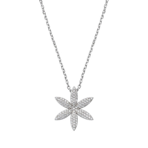 Charm Necklace in Sterling Silver with White Zirconia