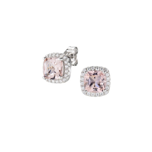 Cushion-Cut Lady Stud Earrings in Sterling Silver