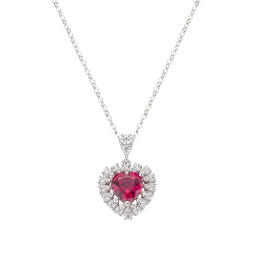 Red Heart Stardust Drop Earrings  & Charm Necklace in Sterling Silver