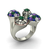 Silver Ring With White Green Blue and Amethyst CZ - Craig Shelly